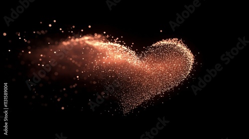 Heart shaped sparkles create a warm effect in dark background during celebration of love