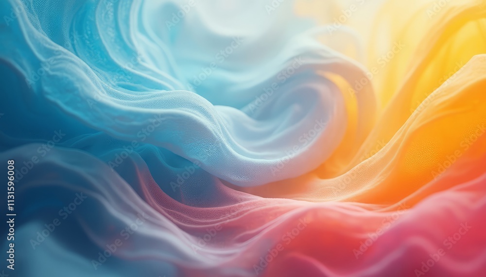 Obraz premium A colorful abstract image with swirling lines and shapes in shades of blue, yellow, and pink