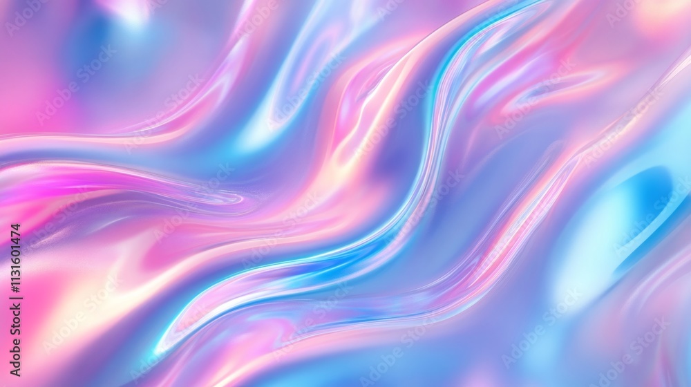 Obraz premium Holographic neon background ,Colorful psychedelic abstract. Pastel color waves for background 
