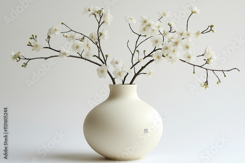 Photographie d'un vase en céramique avec finition mate colorée, design épuré et forme simple, sur fond blanc photo