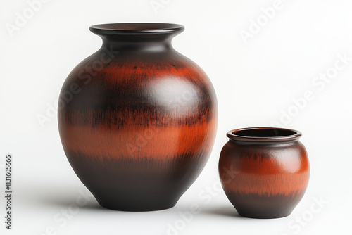 Photographie d'un vase en céramique avec finition mate colorée, design épuré et forme simple, sur fond blanc photo