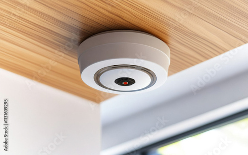 Modern ceiling camera for enhanced security and surveillance in contemporary spaces. photo