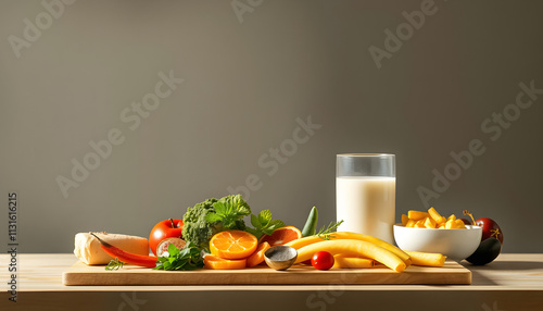 Healthy Living Excersice Diet Nutrition Graphic Concept isolated with white highlights, png photo