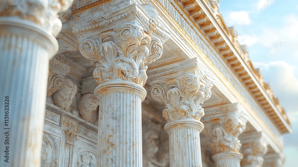 Obraz premium Ancient greek architecture marble columns high resolution image