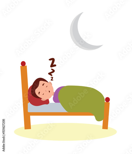 Sleeping vector illustration. Child night sleep vector design.