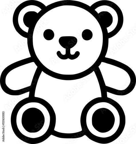 Cute monochrome teddy bear vector design