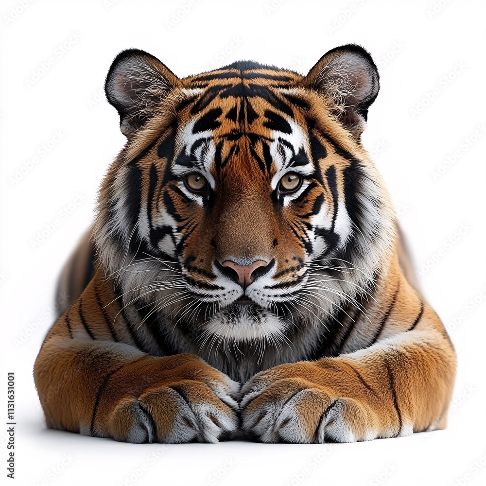 Obraz premium A striking and powerful jaguar with intense eyes, isolated on a white background.