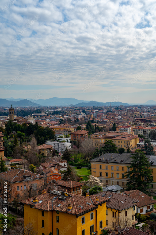 Obraz premium Historical part of Bergamo city, view from Bergamo Alta with narrow streets, tourists destination