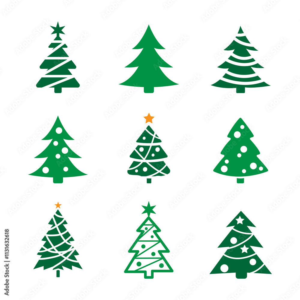 Fototapeta premium Christmas tree illustrations