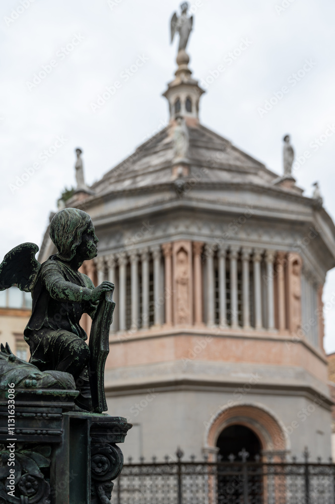 Fototapeta premium Historical part of Bergamo city, Bergamo Alta with narrow streets, tourists destination