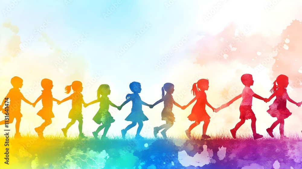 Obraz premium Safeing all children. Loving children. Supporting child concept. Children's rights protection idea. Happy Children's Day. World War Orphans Day