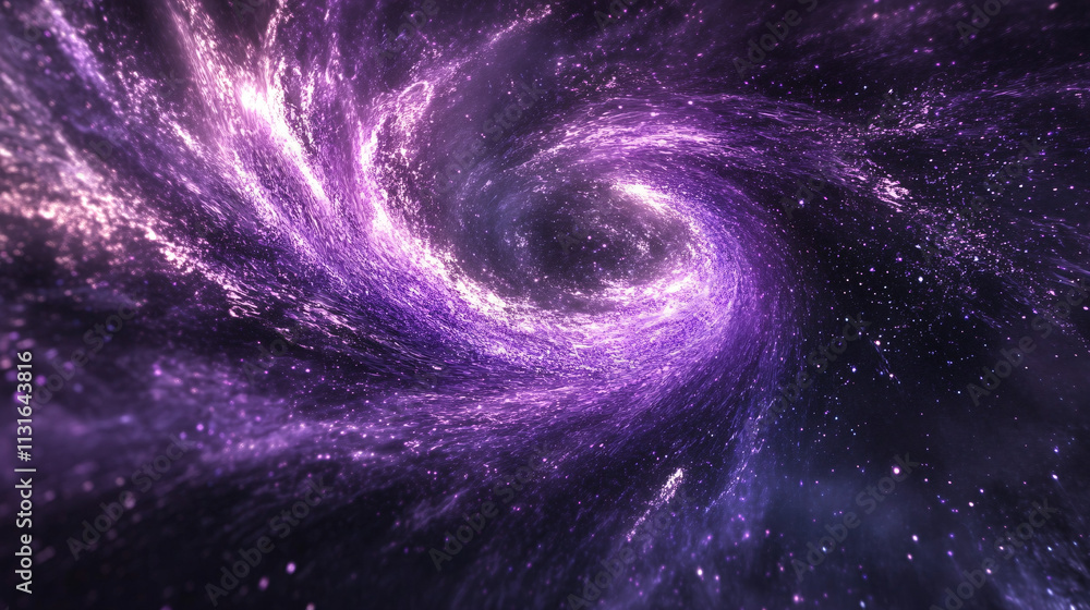 Fototapeta premium Spinning tornado of purple and silver sparks, creating an ethereal and futuristic vortex of motion. 