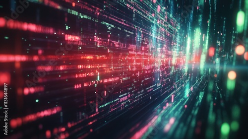 Wallpaper Mural Abstract digital tunnel of glowing red and teal binary code. Torontodigital.ca