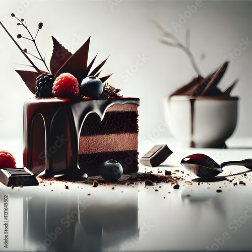 Product luxury with chocolate art piece in professional design setting
