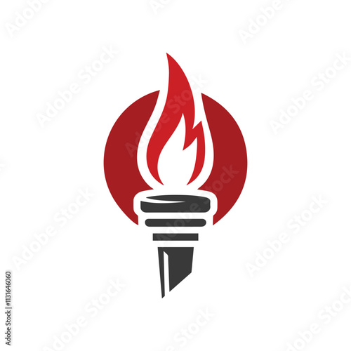 Burning Torch Fire Flame Logo Design