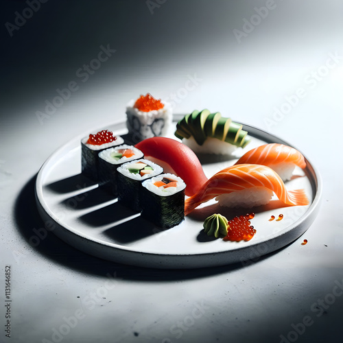 Product luxury with sushi plate design in professional design setting photo