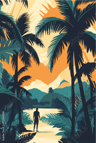 Aus dem Set: Vintage Travel Poster, Landschaften, flat vektor Grafiken 