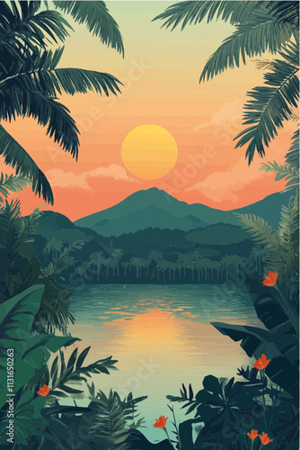 Aus dem Set: Vintage Travel Poster, Landschaften, flat vektor Grafiken 