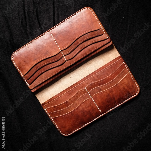 Exquisite Handcrafted Leather Wallet: Brown Rustic Elegance, Premium Full-Grain Leather, Durable Stitching, Detailed Craftsmanship photo