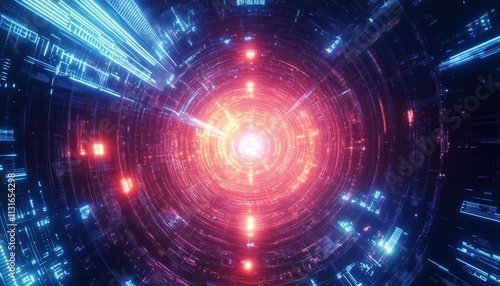 Wallpaper Mural Fantasy Sci-Fi Cosmic Virtual Reality Retrofuturistic Cyber Landscape Featuring Neon Laser Grid: Synthwave, Vaporwave, And Retrowave Aesthetics From The 80s And 90s. Torontodigital.ca