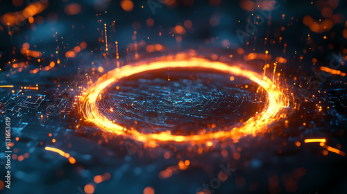 Png electric ring glowing orange effect. Resonance. Illustration