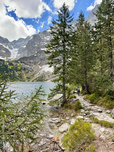 Obraz na płótnie Tatra Mountains and Morskie Oko lake view in Zakopane, Poland w salonie