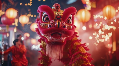 Lion Dance Performance During Chinese New Year photo