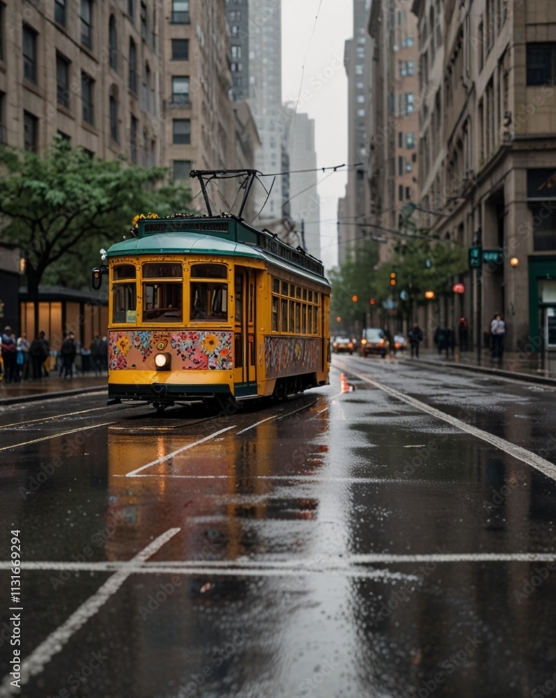 Obraz premium a yellow trolley.