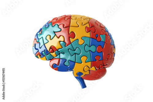 Artistic rendering of a brain with interlocking puzzle pieces symbolizing neurodiversity.