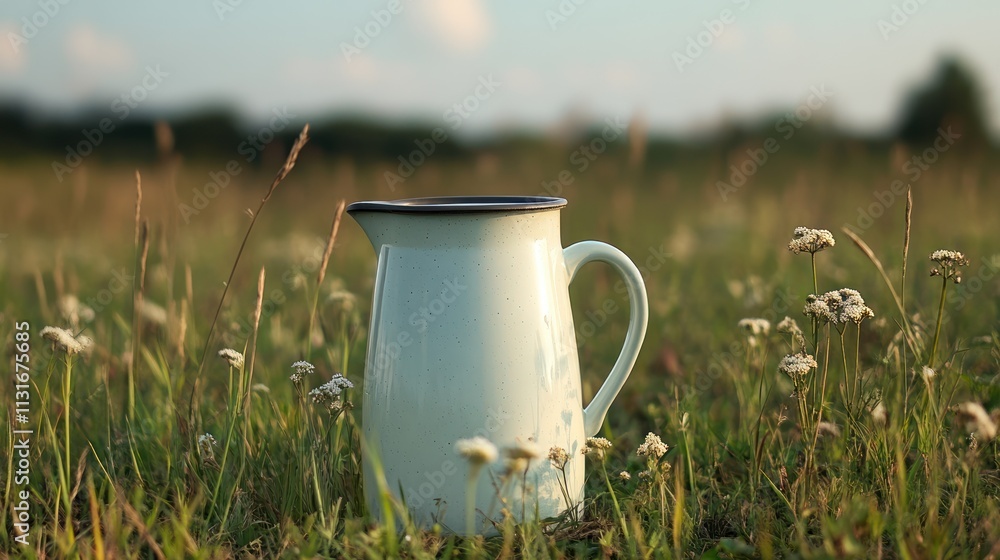 Obraz premium White Pitcher in a Field