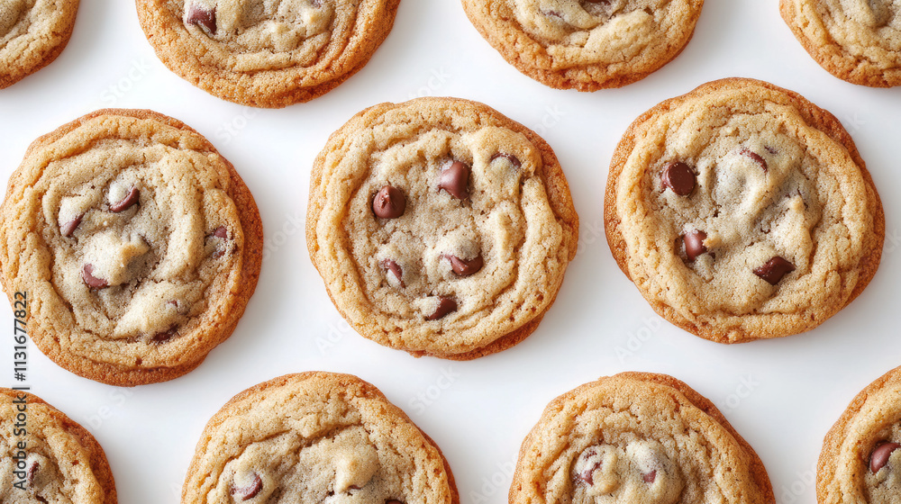 Fototapeta premium Chocolate chip cookies on white background