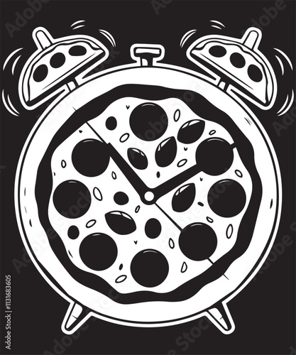 Pizza Time silhouette, Vector illustration photo