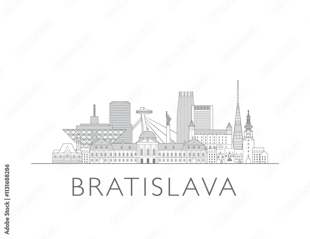 Fototapeta premium Bratislava skyline cityscape vector illustration