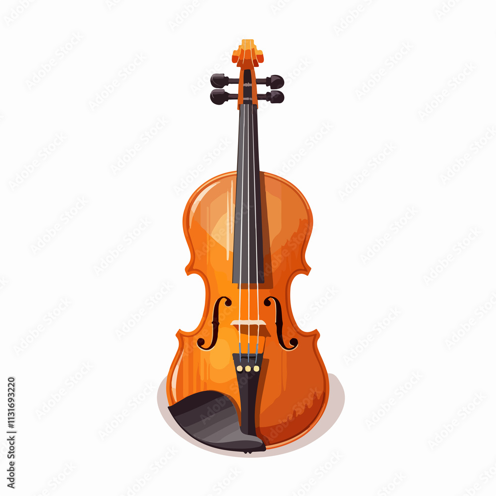 Fototapeta premium Detailed Violin Vector Illustration for Design Projects on White Background