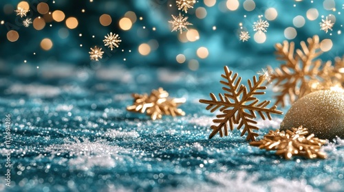 A serene and tranquil image of stars and snowflakes scattered across a frosty blue background, evoking a sense of crispness and coldness in the air.