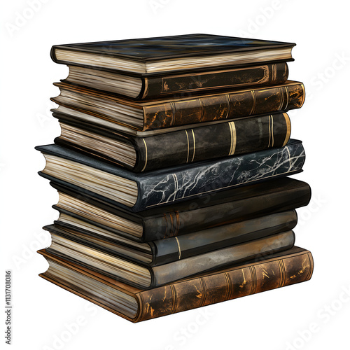 Stack of books clipart illustration on white background  photo