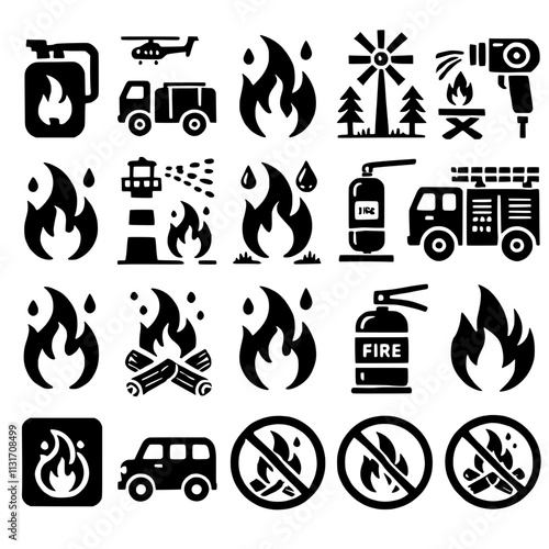 Fire Safety Icon Set 