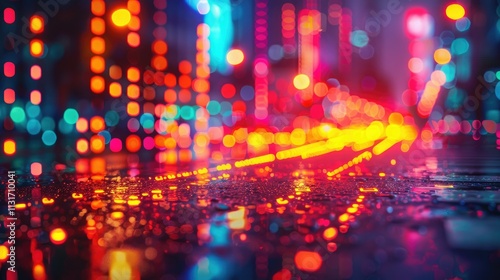 Wallpaper Mural Abstract blurred city lights at night. Colorful bokeh effect on wet pavement. Torontodigital.ca