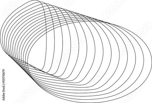 Oval with line warped. Technology design element photo