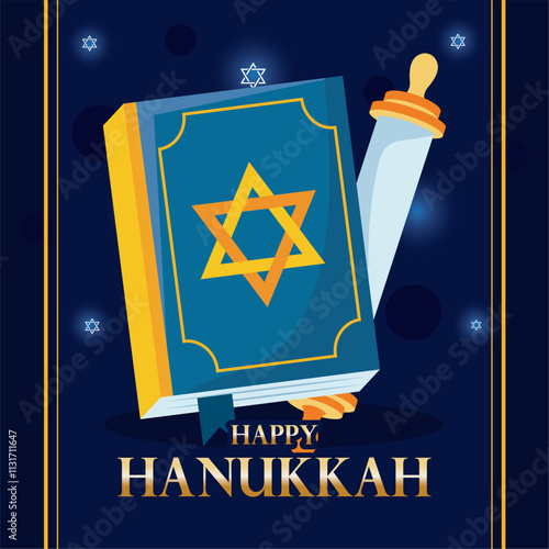 Hanukkah book and scroll with festive design Vector