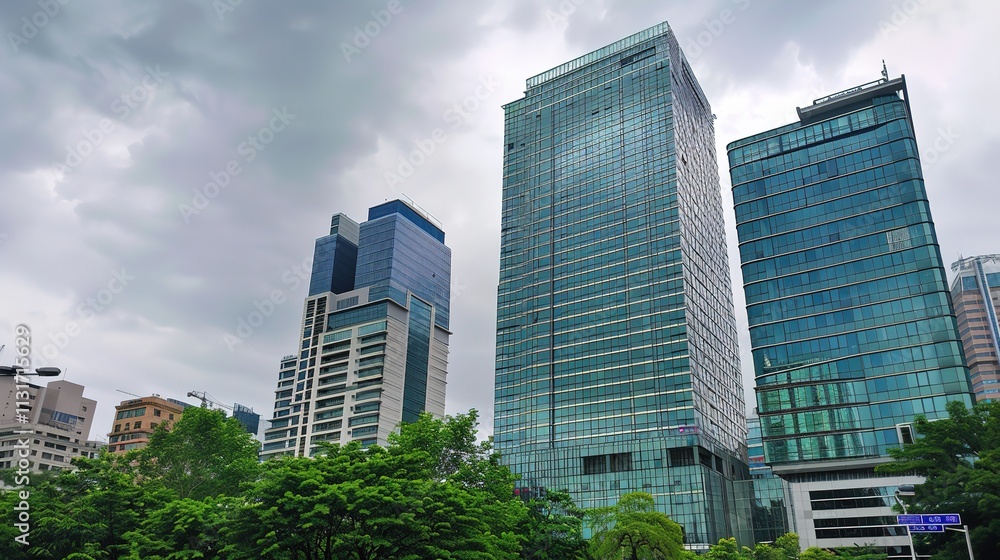 Fototapeta premium Urban buildings high-rise enterprises