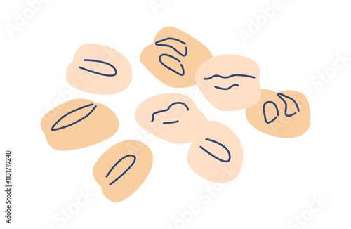 Scattered oatmeal flakes vector illustration