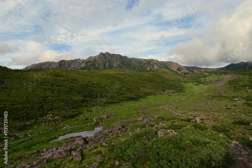 北アルプスの秘境雲ノ平の夕暮れ
