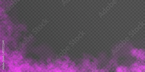 Pink vector smoke, cloud, fog or smog background frame. special overlay effect. Pink fog or smoke isolated on transparent background. Vector PNG