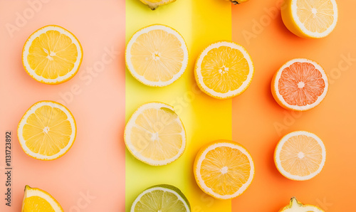 Wallpaper Mural A vibrant arrangement of citrus fruits on a colorful background. Torontodigital.ca