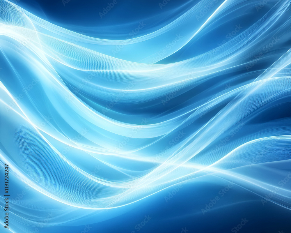Fototapeta premium Abstract blue waves with light effects creating a serene and calming atmosphere.
