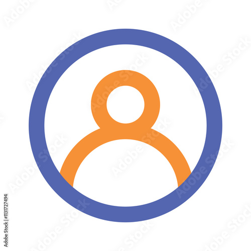 A pixel art image depicting an orange ribbon inside a blue circle, symbolizing awareness and support.