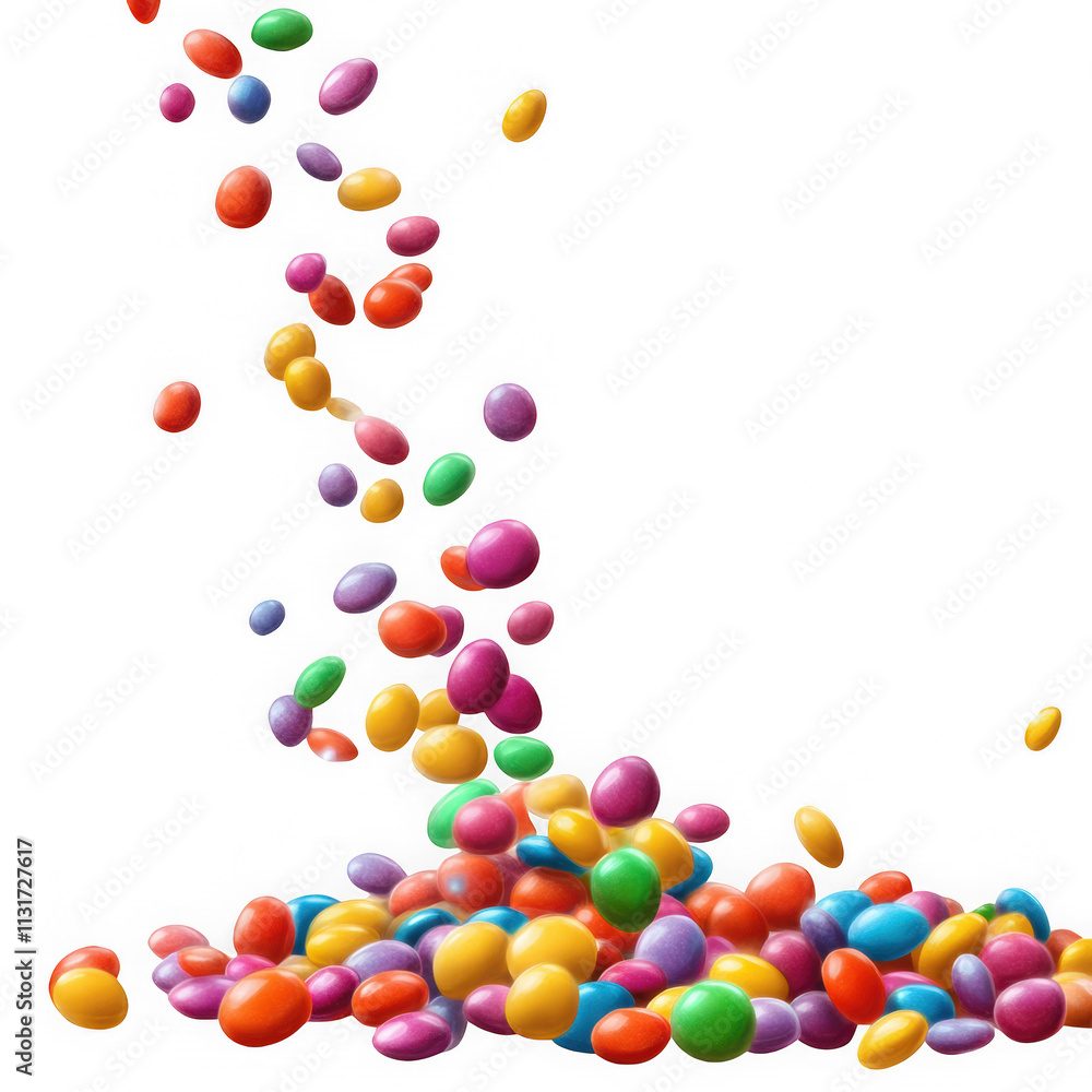 Fototapeta premium Colorful Candy Falling on Transparent Background