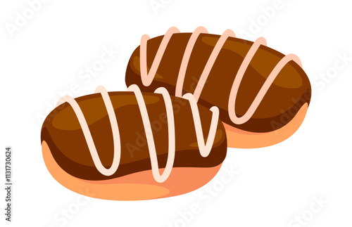 Eclair with chocolate icing vector illustration
