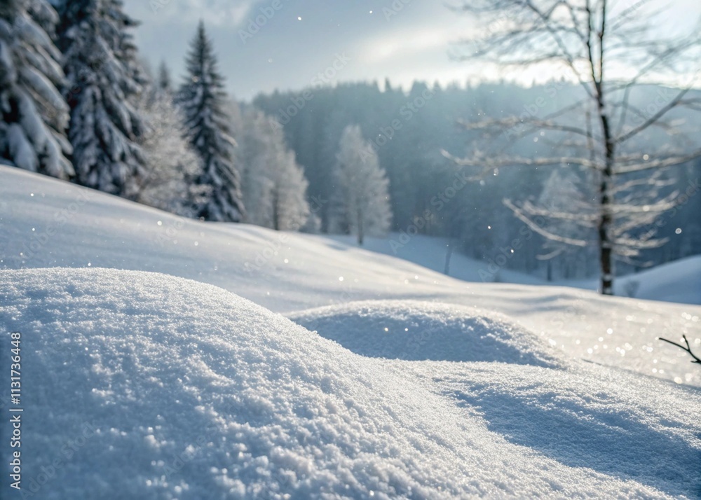 Fototapeta premium winter space of snow Christmas Xmas holiday ice snowy day in nature snowflake season with frozen trees in natural park at snowfall weather cold new year outdoors mountain